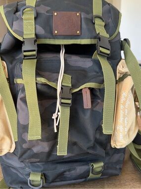 Darc Sport Camo Backpack with Olive Straps and Tan Pockets